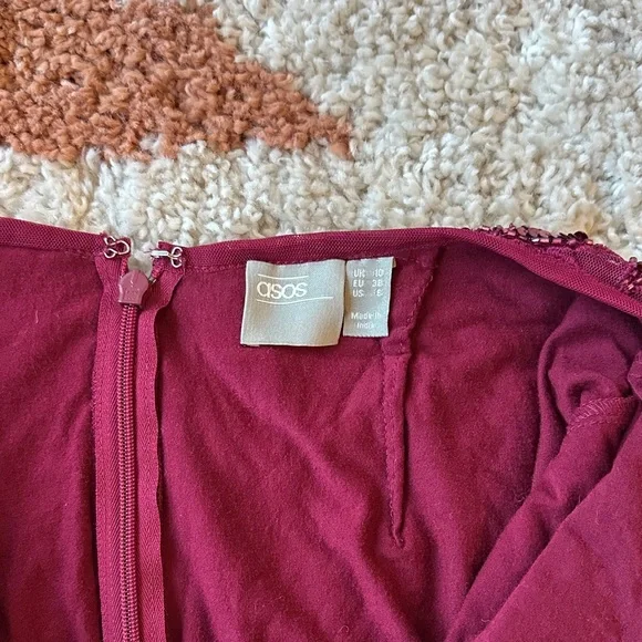 ASOS Burgundy Sequin Mini Dress - Picture 3 of 6